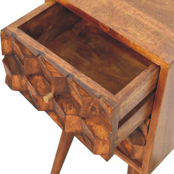Aluna Mini Chestnut Cube 2 Drawer Nightstand
