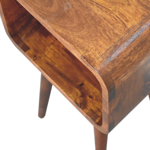 Aluna Mini Chestnut Curved Open Nightstand