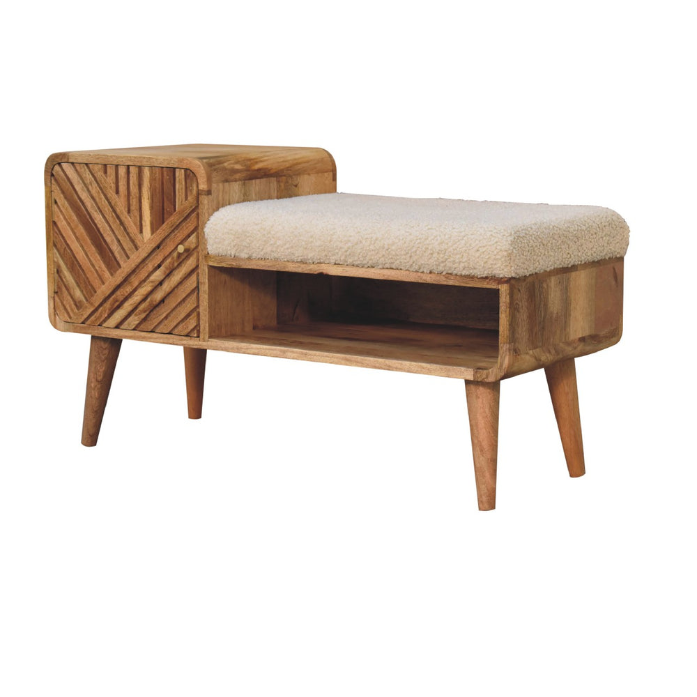 Aluna Boucle Carved Telephone Bench