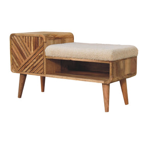 Aluna Boucle Carved Telephone Bench