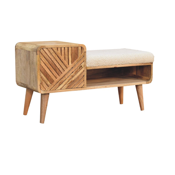 Aluna Boucle Carved Telephone Bench