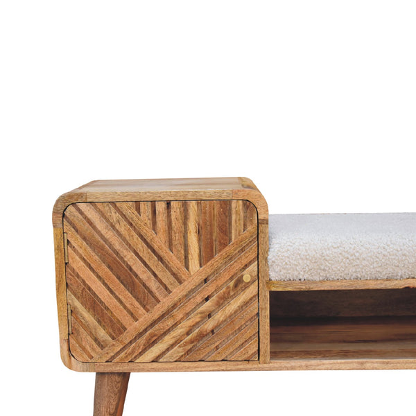 Aluna Boucle Carved Telephone Bench
