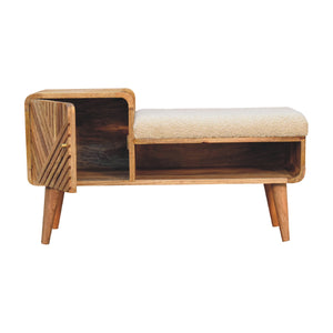 Aluna Boucle Carved Telephone Bench