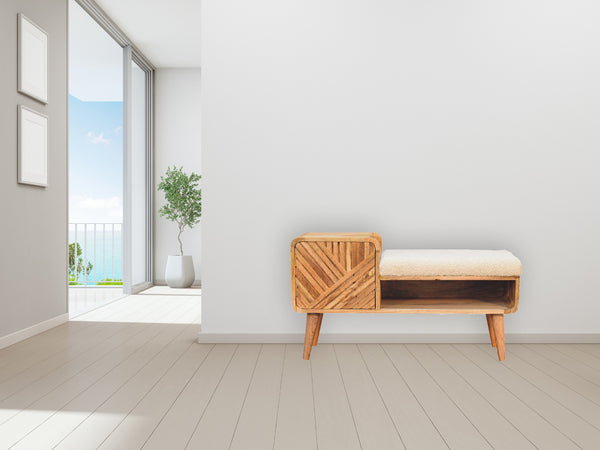 Aluna Boucle Carved Telephone Bench