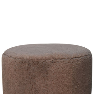 Aluna Mocha Faux Fur Round Ball Footstool