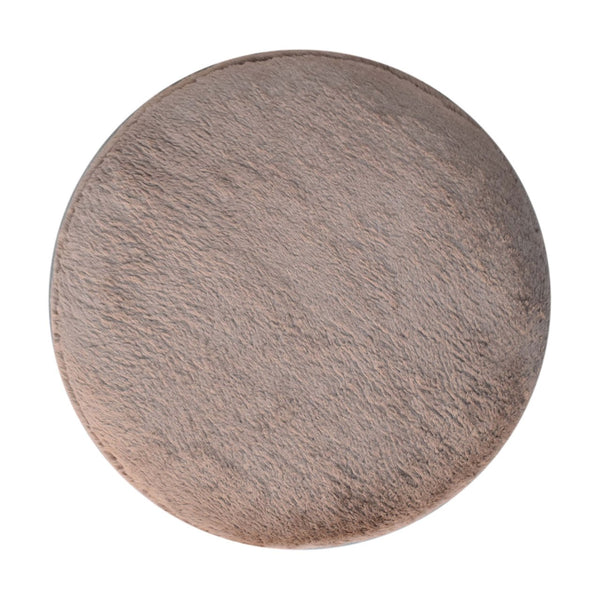 Aluna Mocha Faux Fur Round Ball Footstool