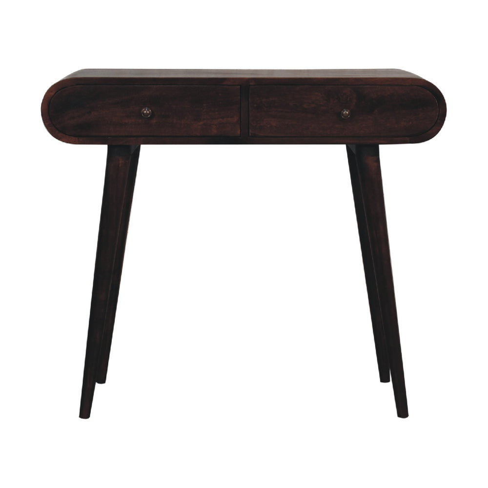 Aluna Light Walnut Curved Edge Console Table