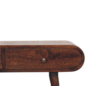 Aluna Light Walnut Curved Edge Console Table