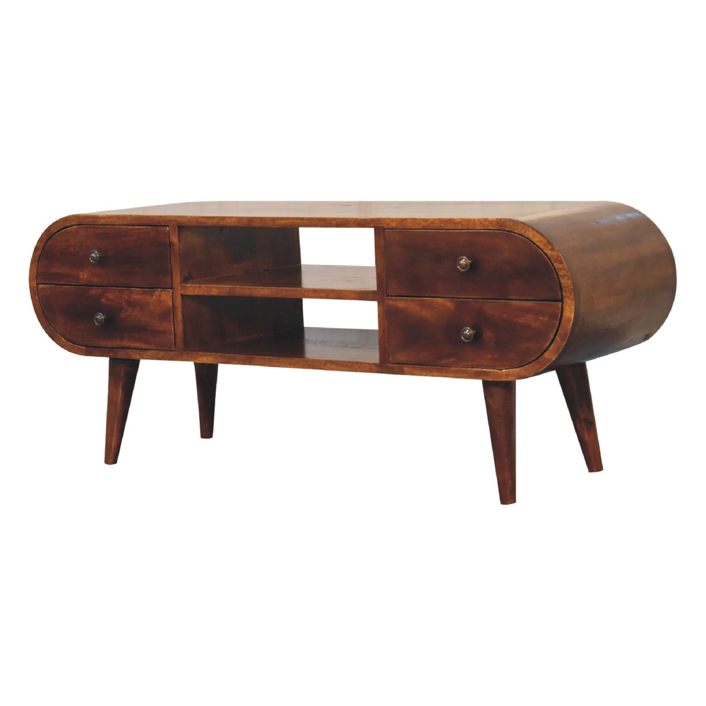 Aluna Chestnut Circular TV Stand