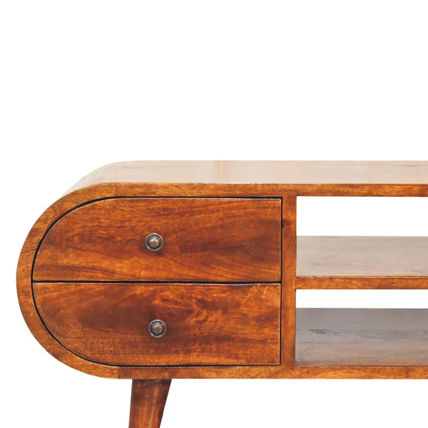 Aluna Chestnut Circular TV Stand