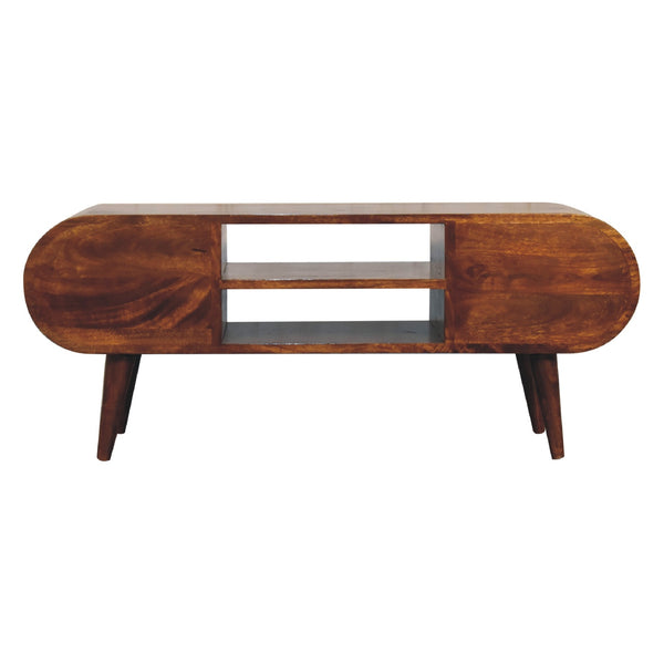 Aluna Chestnut Circular TV Stand