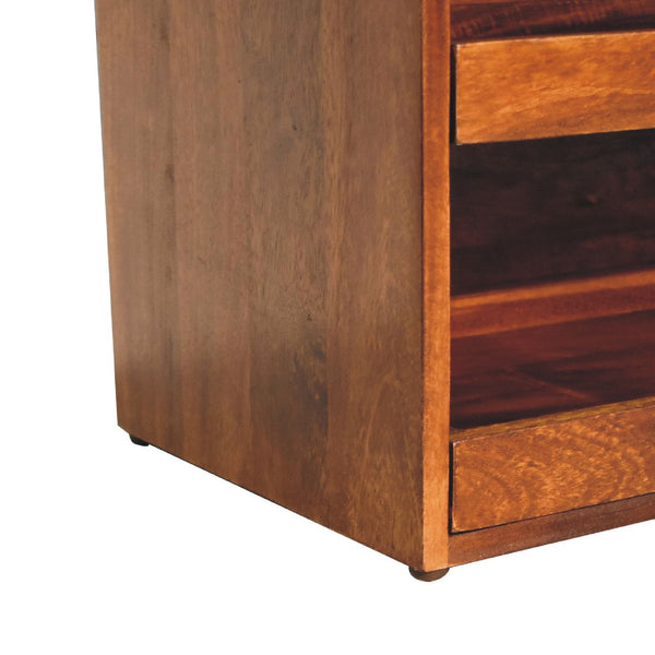 Aluna Buffalo Hide Pull out Chestnut Shoe Storage Bench