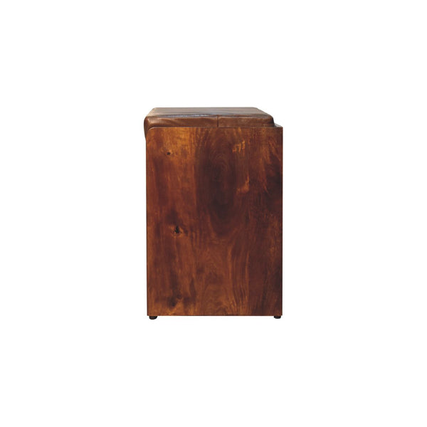 Aluna Buffalo Hide Pull out Chestnut Shoe Storage Bench