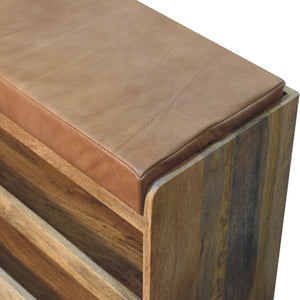 Aluna Buffalo Hide Pull out Oak-ish Shoe Storage Bench