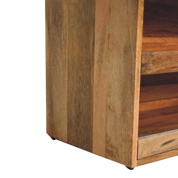 Aluna Buffalo Hide Pull out Oak-ish Shoe Storage Bench