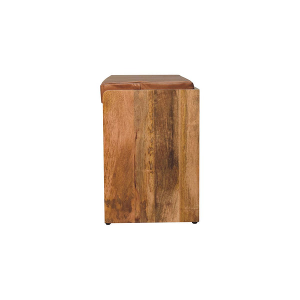 Aluna Buffalo Hide Pull out Oak-ish Shoe Storage Bench