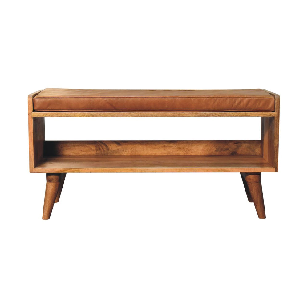 Aluna Oakish Bench with Tan Leather