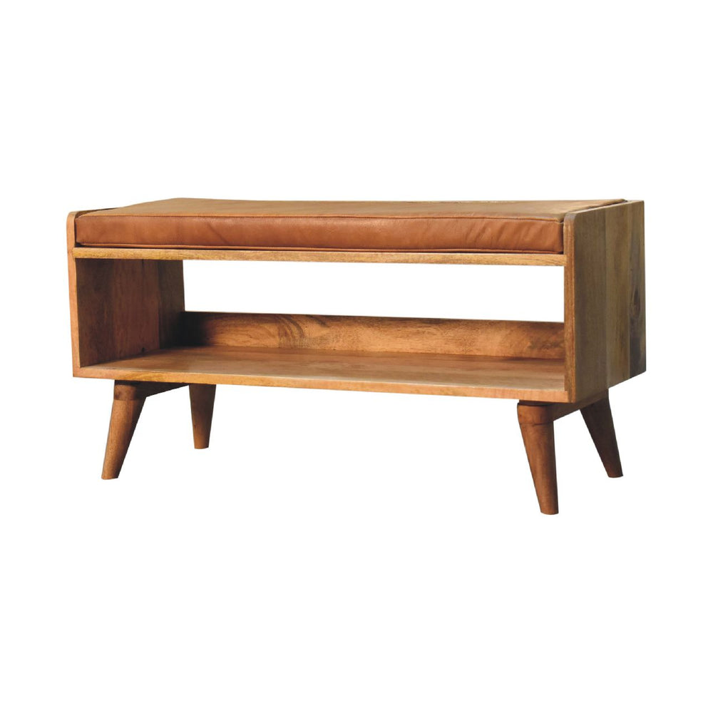 Aluna Oakish Bench with Tan Leather