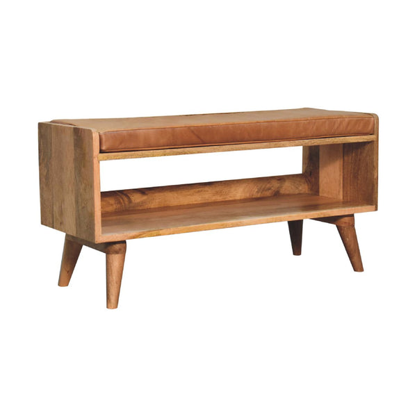 Aluna Oakish Bench with Tan Leather