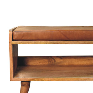 Aluna Oakish Bench with Tan Leather