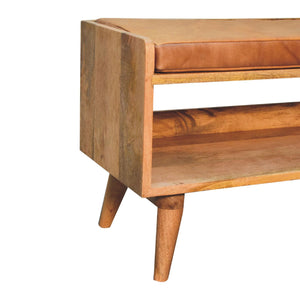Aluna Oakish Bench with Tan Leather