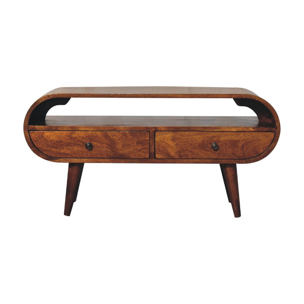 Aluna Chestnut Circular TV Stand