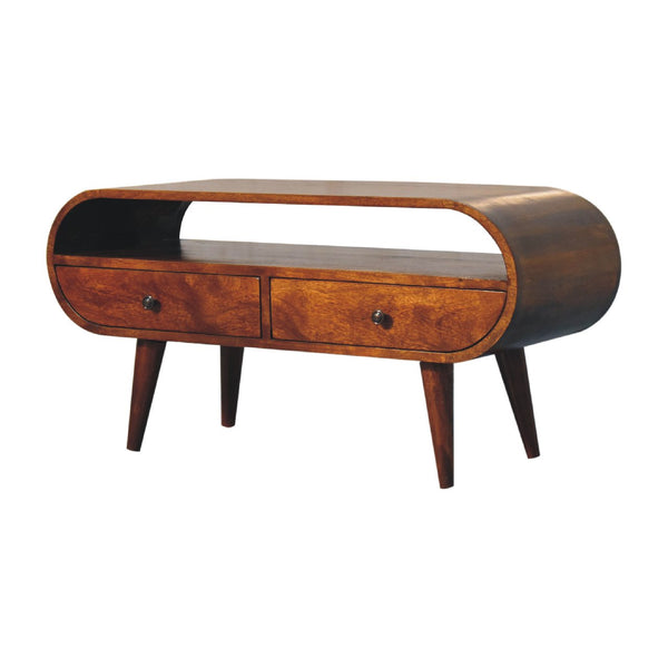 Aluna Chestnut Circular TV Stand