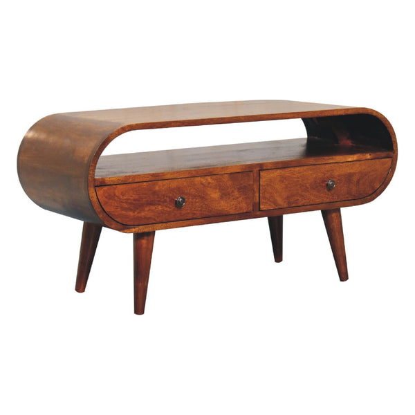 Aluna Chestnut Circular TV Stand