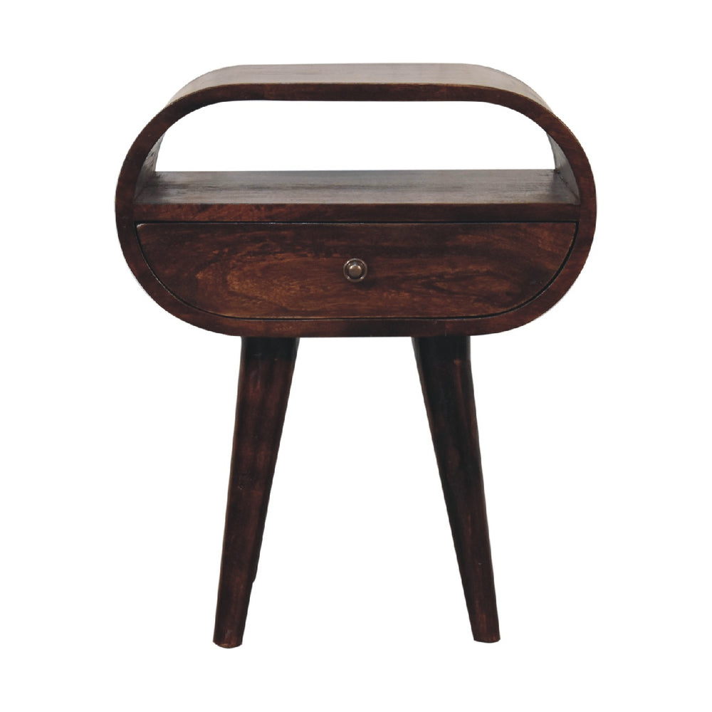 Aluna Light Walnut Circular Nightstand
