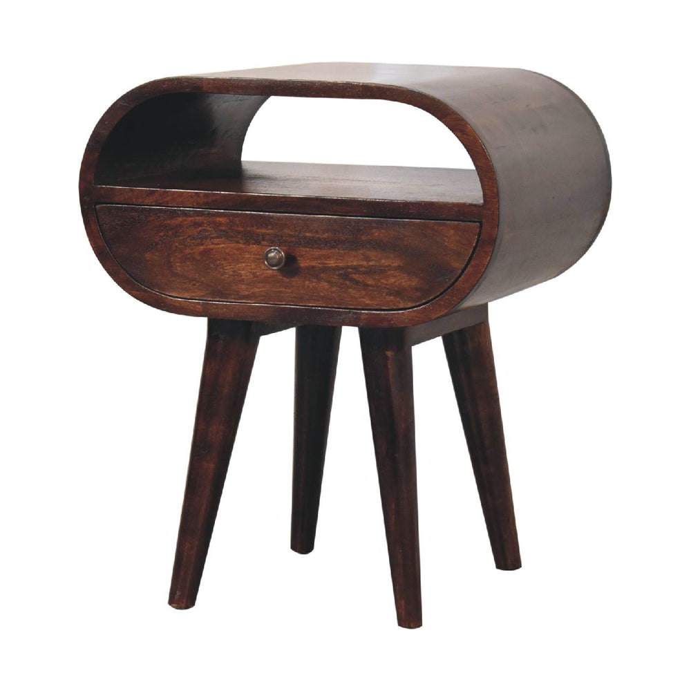 Aluna Light Walnut Circular Nightstand