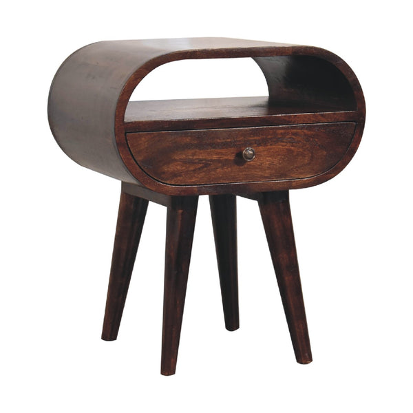 Aluna Light Walnut Circular Nightstand