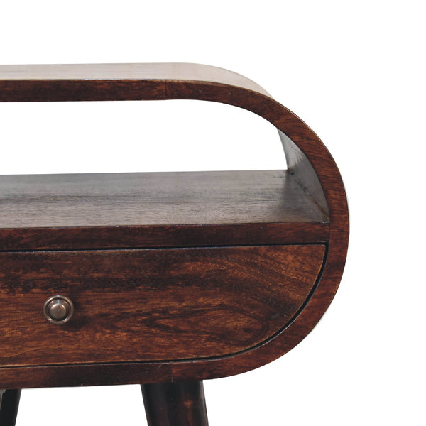 Aluna Light Walnut Circular Nightstand