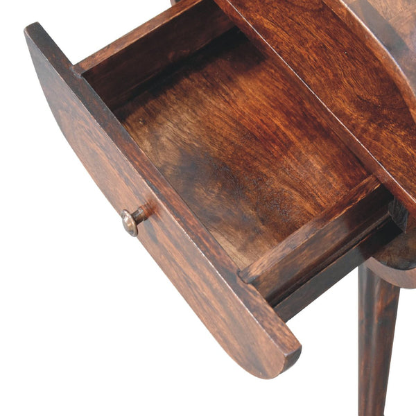 Aluna Light Walnut Circular Nightstand