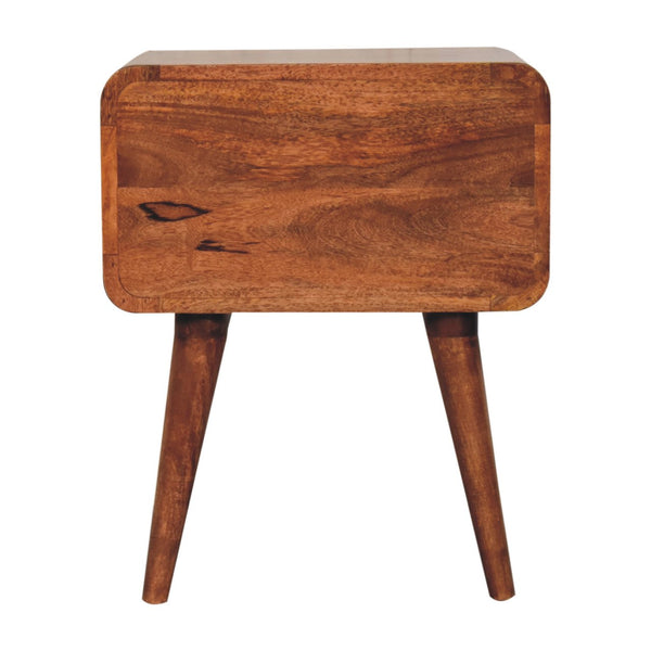 Curved Honey Caramel Bedside