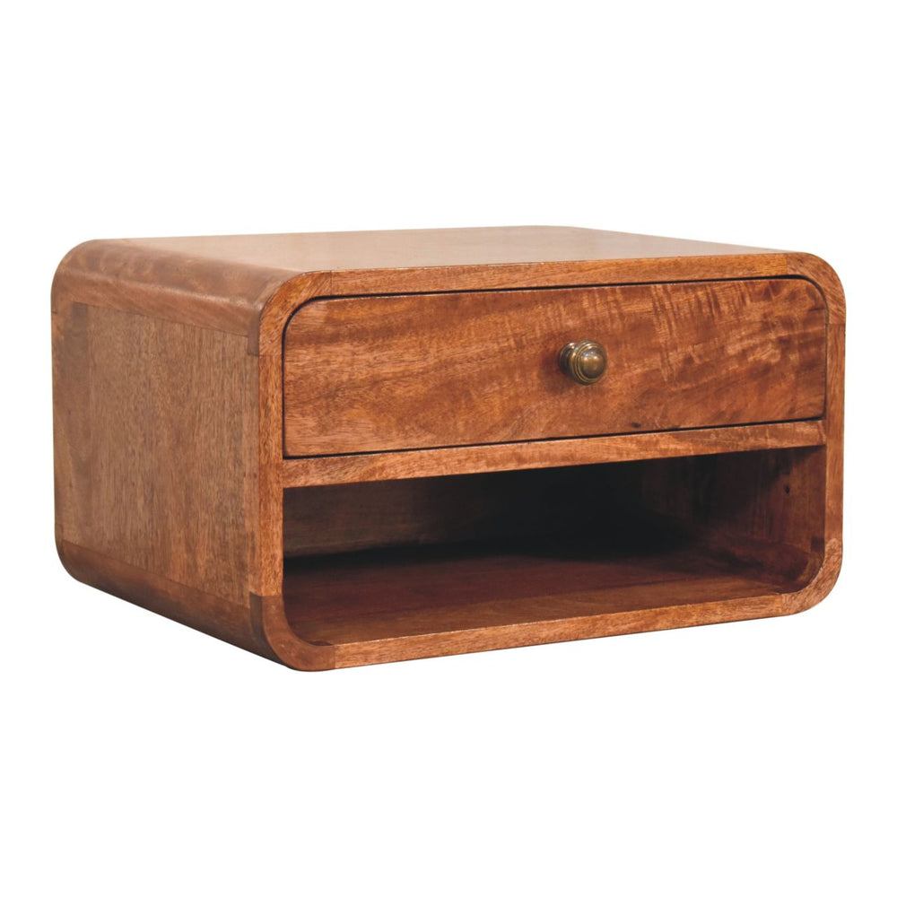 Aluna Curved Honey Caramel Floating Nightstand