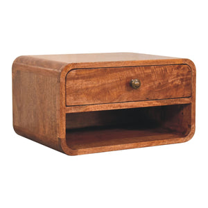 Aluna Curved Honey Caramel Floating Nightstand