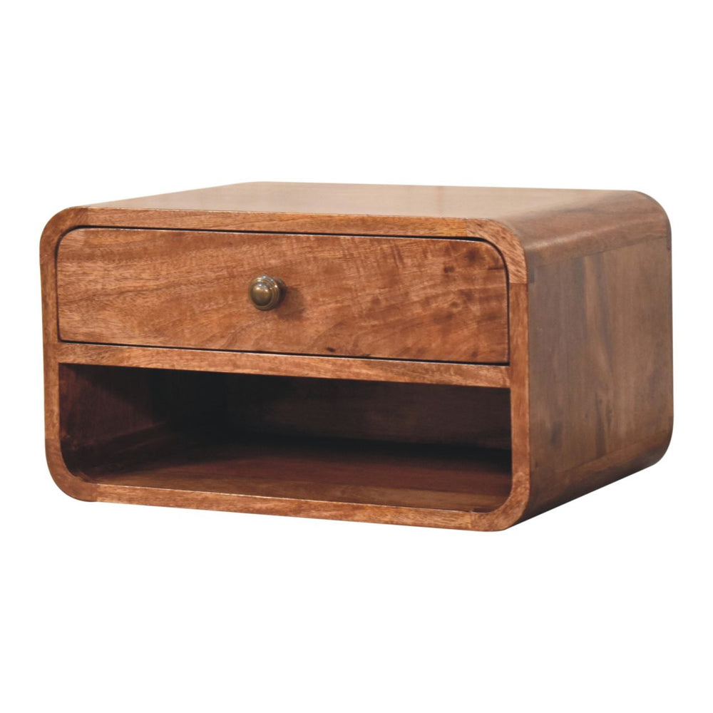 Aluna Curved Honey Caramel Floating Nightstand