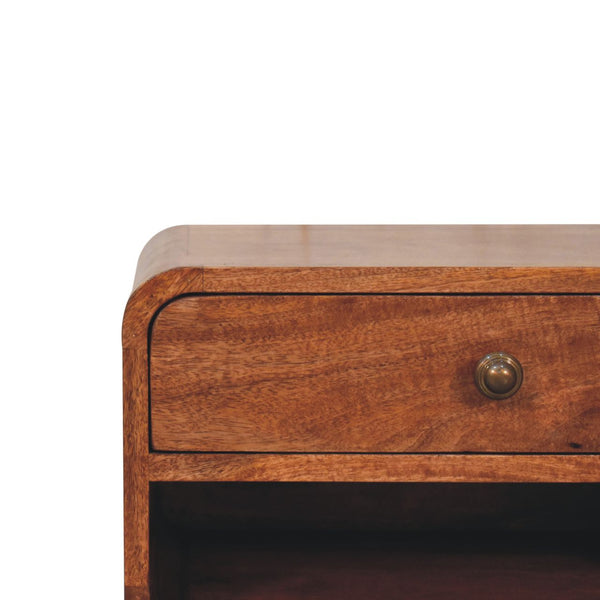 Aluna Curved Honey Caramel Floating Nightstand