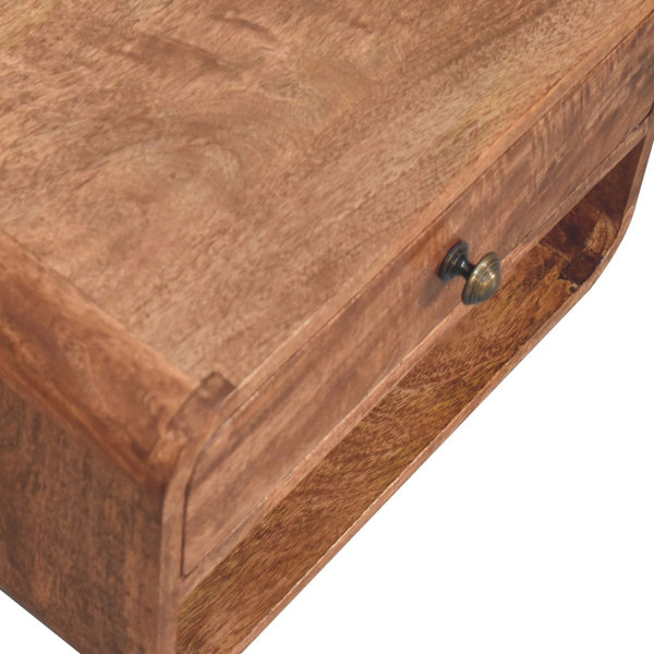 Aluna Curved Honey Caramel Floating Nightstand