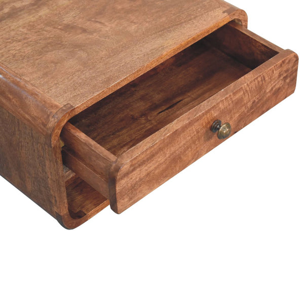 Aluna Curved Honey Caramel Floating Nightstand