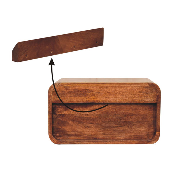 Aluna Curved Honey Caramel Floating Nightstand