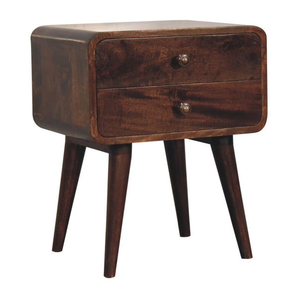 Aluna Curved California Walnut Nightstand