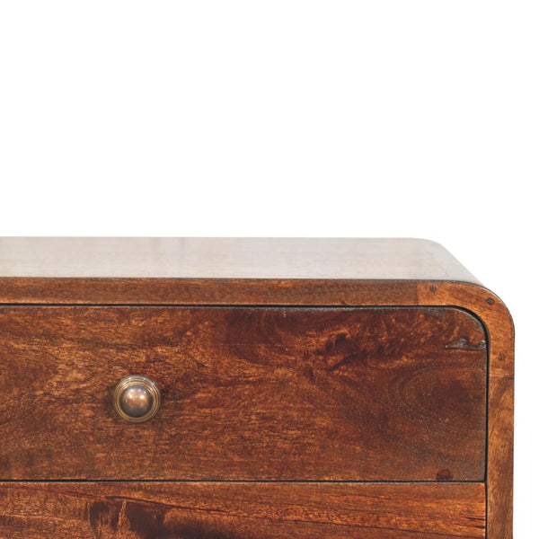 Aluna Curved California Walnut Nightstand