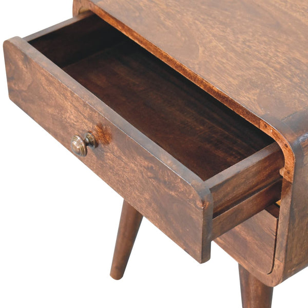 Aluna Curved California Walnut Nightstand