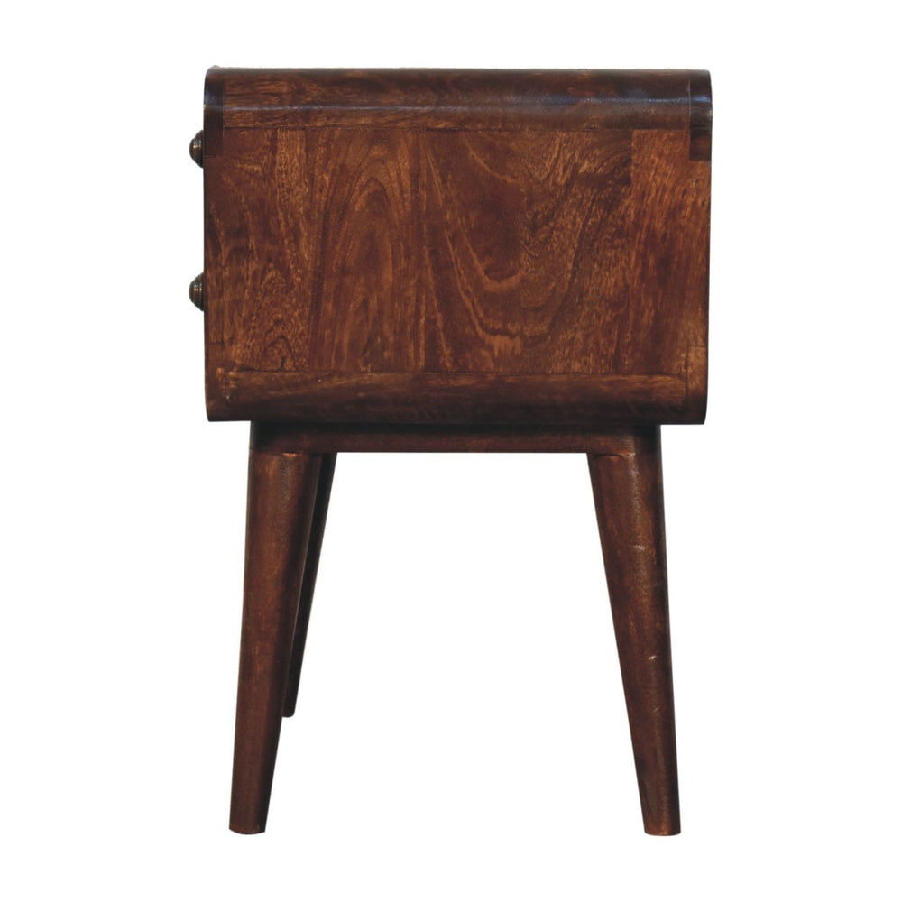 Aluna Curved California Walnut Nightstand