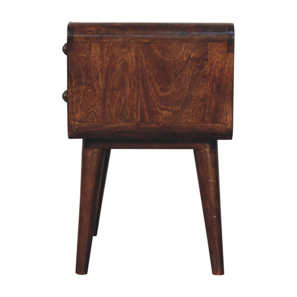 Aluna Curved California Walnut Nightstand