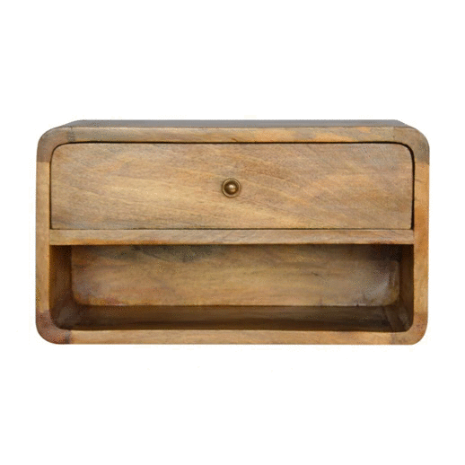 Aluna Floating Curve Open Slot Nightstand