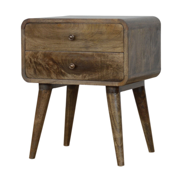 Aluna Curved Classic Grey Washed Nightstand
