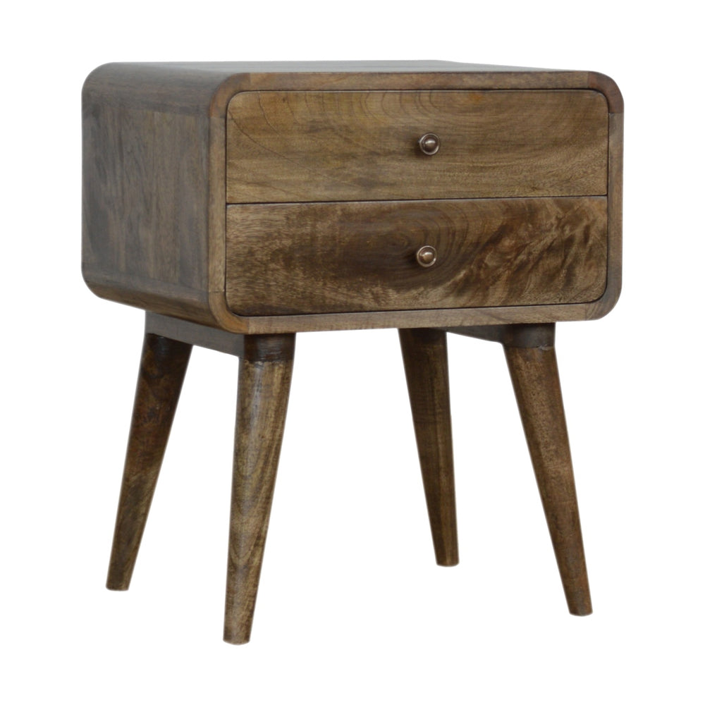 Aluna Curved Classic Grey Washed Nightstand