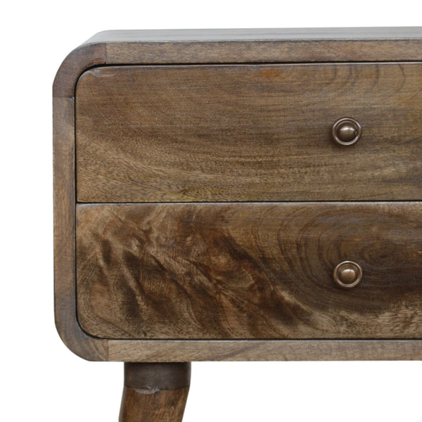 Aluna Curved Classic Grey Washed Nightstand